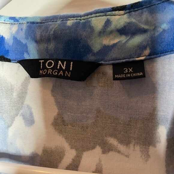 Toni Morgan multi water color half sleeve blazer double collar size 3X - Picture 9 of 11